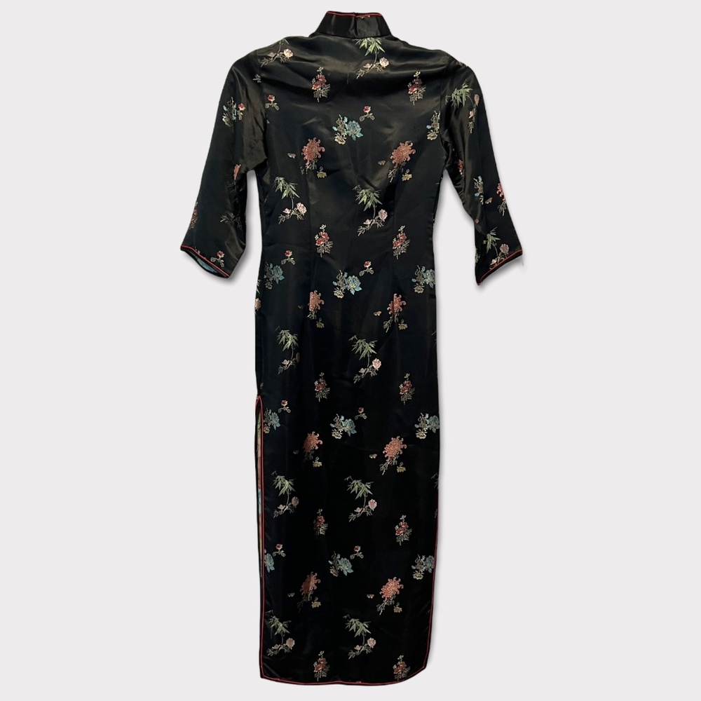 Vintage 60's Solz Squirrel Cheongsam Black Dress Sz 6 - Picture 5 of 9